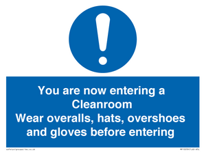 Cleanroom Wear overalls, hats, overshoes and gloves before entering